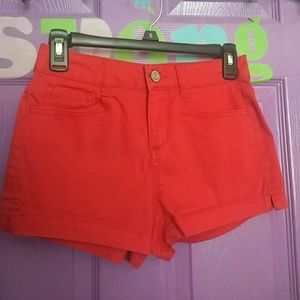 High waisted red shorts